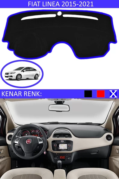 Torpido Koruma Halısı Siyah Kenar Renk Mavi Fiat Linea 2015-2020 ile Uyumlu ürün görseli 1