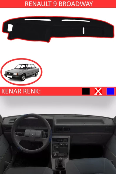 Torpido Koruma Halısı Siyah Kenar Renk Kırmızı Renault 9 Broadway ile Uyumlu ürün görseli 1