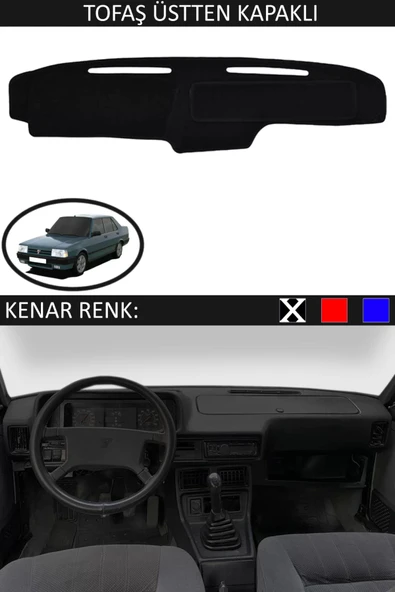 Üstten Kapaklı Torpido Koruma Halısı Siyah Kenar Renk Siyah Tofaş ile Uyumlu ürün görseli 1