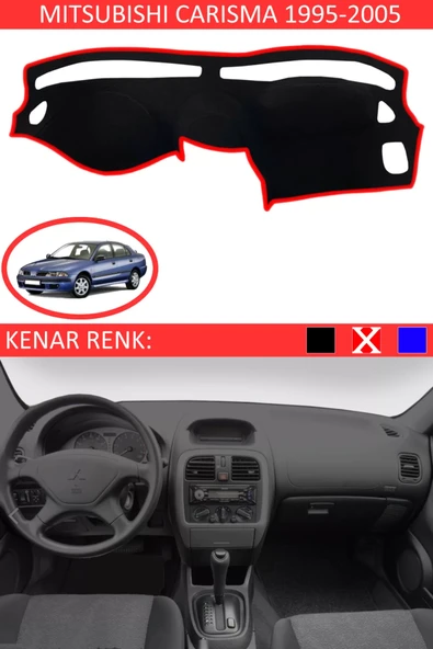 Torpido Koruma Halısı Siyah Kenar Renk Kırmızı Mitsubishi Carisma 1995-2005 ile Uyumlu ürün görseli 1