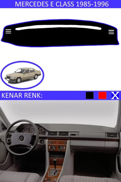 Torpido Koruma Halısı Siyah Kenar Renk Mavi Mercedes E Class 1985-1995 ile Uyumlu ürün görseli 1