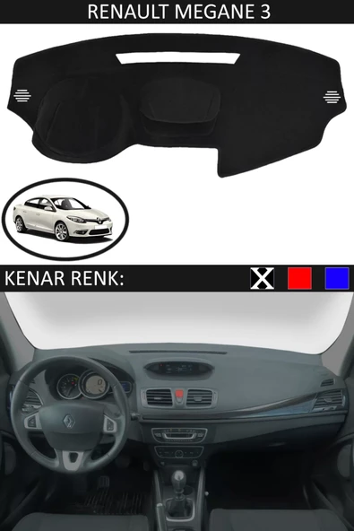 Torpido Koruma Halısı Siyah Kenar Renk Siyah Renault Fluence ile Uyumlu ürün görseli 1