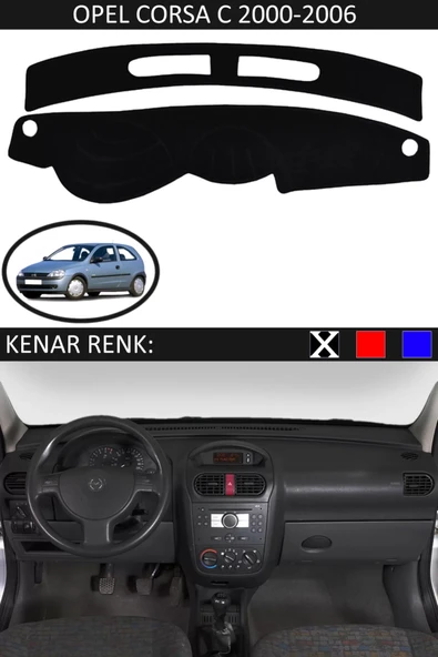 Torpido Koruma Halısı Siyah Kenar Renk Siyah Opel Corsa C 2000-2006 ile Uyumlu ürün görseli 1