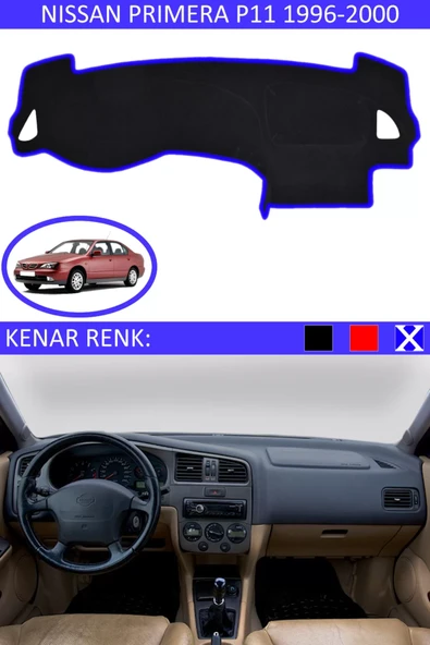 Torpido Koruma Halısı Siyah Kenar Renk Mavi Nissan Primera P11 1996-2011 ile Uyumlu ürün görseli 1