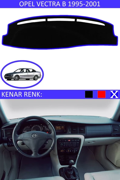 Torpido Koruma Halısı Siyah Kenar Renk Mavi Opel Vectra B 1995-2001 ile Uyumlu ürün görseli 1