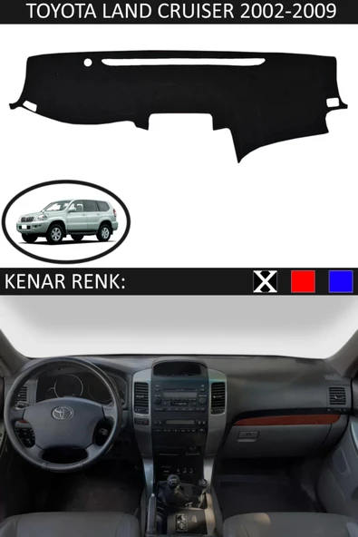 Torpido Koruma Halısı Siyah Kenar Renk Siyah Toyota Land Cruiser 2002-2009 ile Uyumlu ürün görseli 1