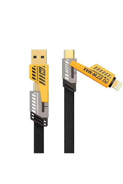 65W Çok Fonksiyonlu 4'ü 1 Arada USB C-Type C-Lighting Şarj Kablo 27W PD Hızlı Şarj ürün görseli 1