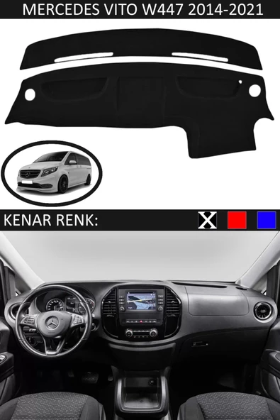 Torpido Koruma Halısı Siyah Kenar Renk Siyah Mercedes Vito W447 2014 ile Uyumlu ürün görseli 1