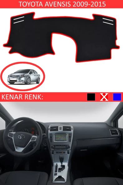 Torpido Koruma Halısı Siyah Kenar Renk Kırmızı Toyota Avensis 2009-2015 ile Uyumlu ürün görseli 1