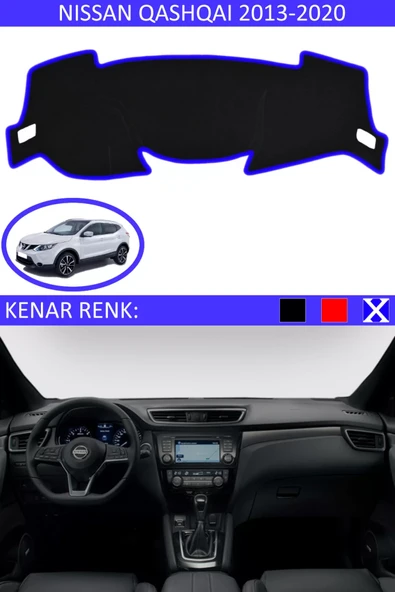 Torpido Koruma Halısı Siyah Kenar Renk Mavi Nissan Qashqai 2013-2020 ile Uyumlu ürün görseli 1