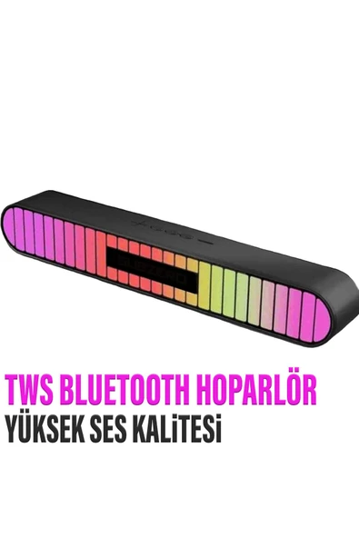 RGB Işıklı Bluetooth Hoparlör TWS Çift Hoparlör Bağlantı Speaker Kaliteli Ses Bombası 1800 mAh ürün görseli 1