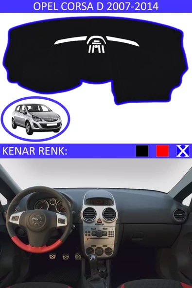 Torpido Koruma Halısı Siyah Kenar Renk Mavi Opel Corsa D 2007-2014 ile Uyumlu ürün görseli 1