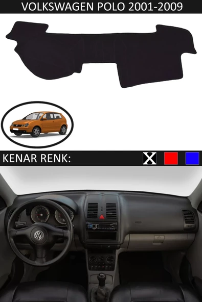 Torpido Koruma Halısı Siyah Kenar Renk Siyah Volkswagen Polo 2001-2009 ile Uyumlu ürün görseli 1