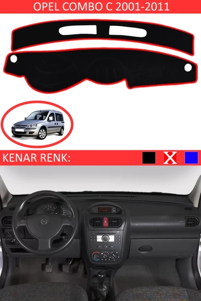 Torpido Koruma Halısı Siyah Kenar Renk Kırmızı Opel Combo C 2001-2011 ile Uyumlu ürün görseli 1