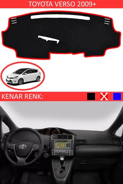 Torpido Koruma Halısı Siyah Kenar Renk Kırmızı Toyota Verso 2009 + ile Uyumlu ürün görseli 1