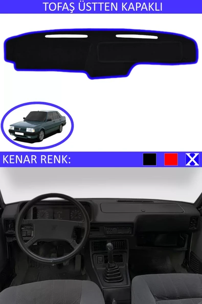 Üstten Kapaklı Torpido Koruma Halısı Siyah Kenar Renk Mavi Tofaş ile Uyumlu ürün görseli 1