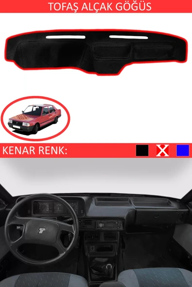 Alçak Göğüs Torpido Koruma Halısı Siyah Kenar Renk Kırmızı Tofaş ile Uyumlu ürün görseli 1