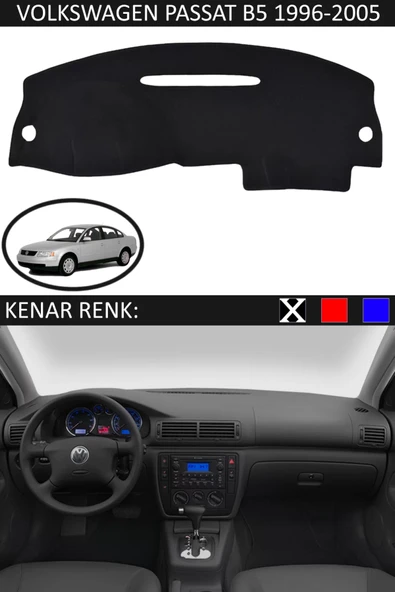 Torpido Koruma Halısı Siyah Kenar Renk Siyah Volkswagen Passat B5 1995-2005 ile Uyumlu ürün görseli 1