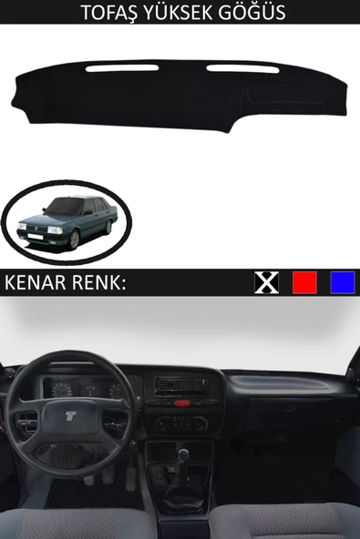 Yüksek Göğüs Torpido Koruma Halısı Siyah Kenar Renk Siyah Tofaş ile Uyumlu ürün görseli 1
