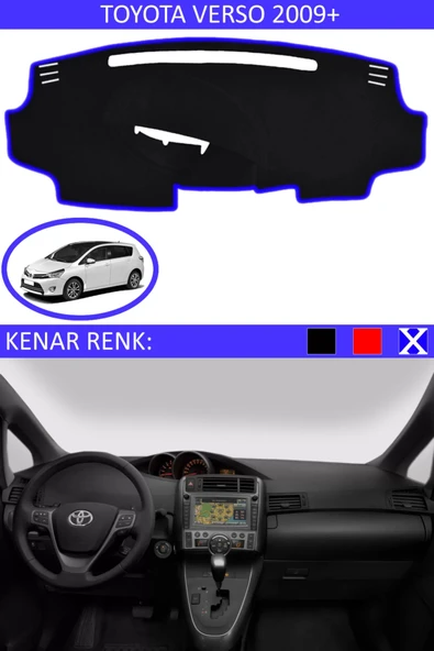Torpido Koruma Halısı Siyah Kenar Renk Mavi Toyota Verso 2009 + ile Uyumlu ürün görseli 1
