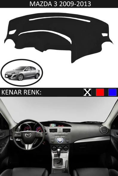 Torpido Koruma Halısı Siyah Kenar Renk Siyah Mazda 3 2009-2013 ile Uyumlu ürün görseli 1