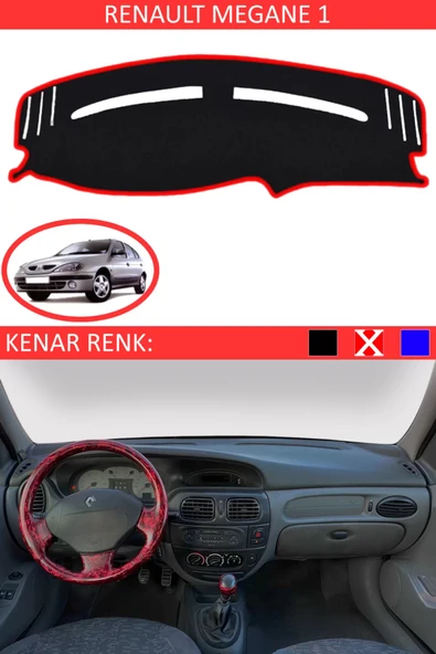 Torpido Koruma Halısı Siyah Kenar Renk Kırmızı Renault Megane 1 ile Uyumlu ürün görseli 1