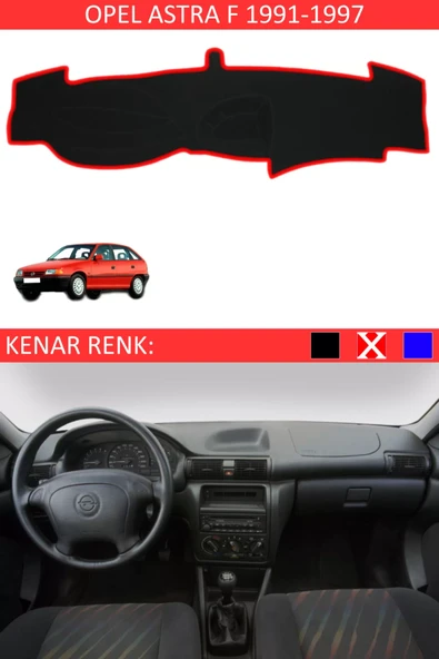 Torpido Koruma Halısı Siyah Kenar Renk Kırmızı Opel Astra F 1991-1997 ile Uyumlu ürün görseli 1
