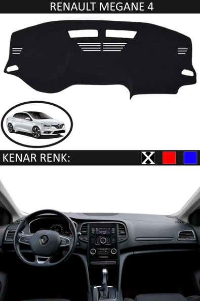 Torpido Koruma Halısı Siyah Kenar Renk Siyah Renault Megane 4 ile Uyumlu ürün görseli 1
