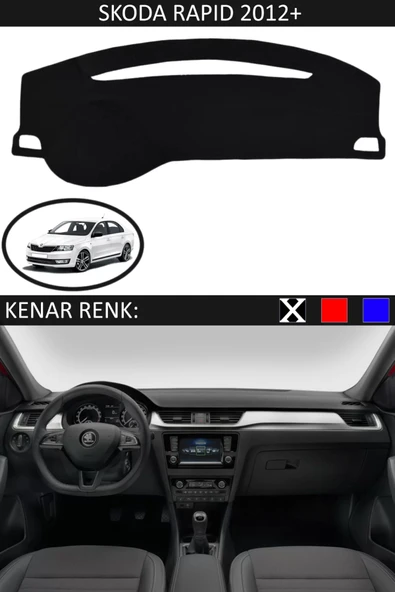 Torpido Koruma Halısı Siyah Kenar Renk Siyah Skoda Rapid 2012+ ile Uyumlu ürün görseli 1