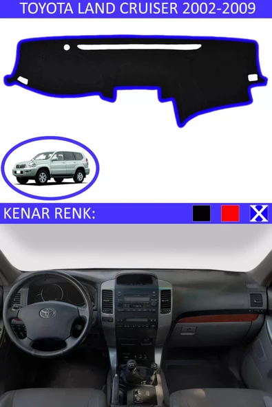 Torpido Koruma Halısı Siyah Kenar Renk Mavi Toyota Land Cruiser 2002-2009 ile Uyumlu ürün görseli 1