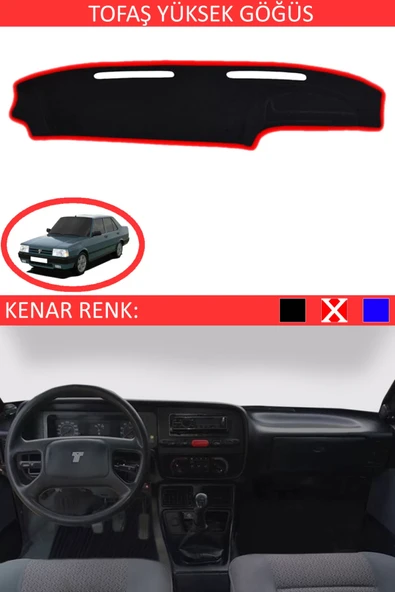 Yüksek Göğüs Torpido Koruma Halısı Siyah Kenar Renk Kırmızı Tofaş ile Uyumlu ürün görseli 1