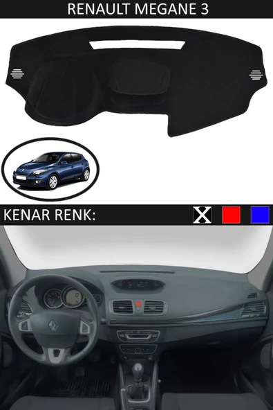 Torpido Koruma Halısı Siyah Kenar Renk Siyah Renault Megane 3 ile Uyumlu ürün görseli 1