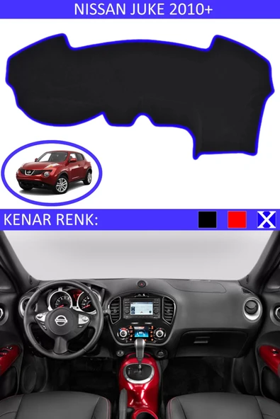Torpido Koruma Halısı Siyah Kenar Renk Mavi Nissan Juke 2010+ ile Uyumlu ürün görseli 1