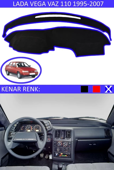 Torpido Koruma Halısı Siyah Kenar Renk Mavi Lada Vega Vaz 110 ile Uyumlu ürün görseli 1