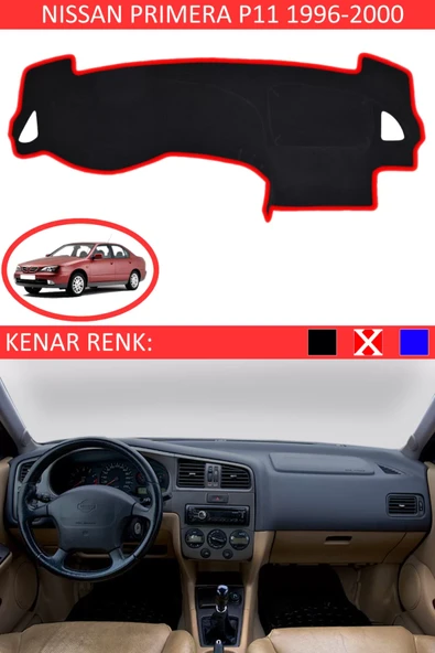 Torpido Koruma Halısı Siyah Kenar Renk Kırmızı Nissan Primera P11 1996-2011 ile Uyumlu ürün görseli 1
