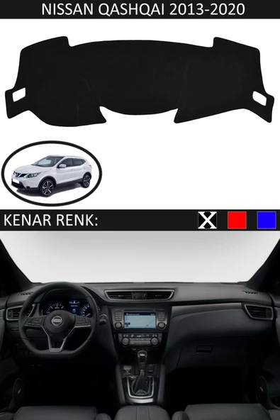Torpido Koruma Halısı Siyah Kenar Renk Siyah Nissan Qashqai 2013-2020 ile Uyumlu ürün görseli 1