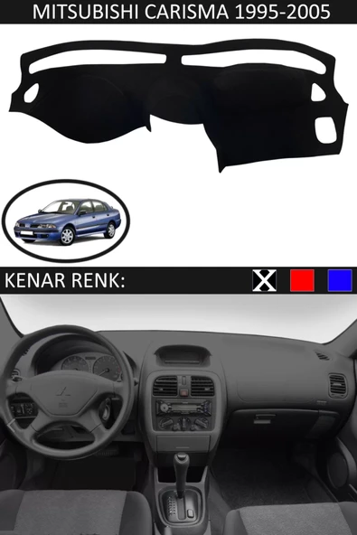 Torpido Koruma Halısı Siyah Kenar Renk Siyah Mitsubishi Carisma 1995-2005 ile Uyumlu ürün görseli 1