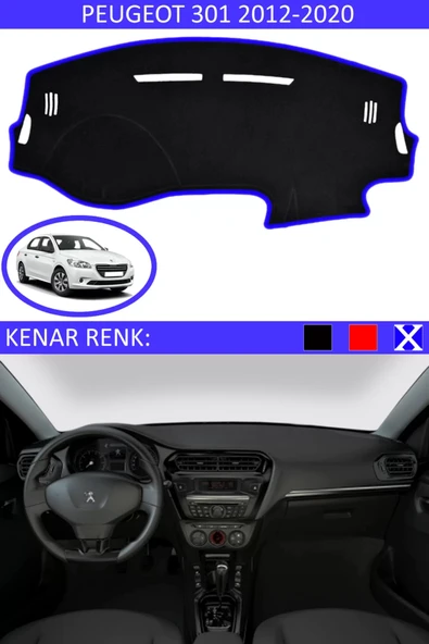 Torpido Koruma Halısı Siyah Kenar Renk Mavi Peugeot 301 2012-2020 ile Uyumlu ürün görseli 1