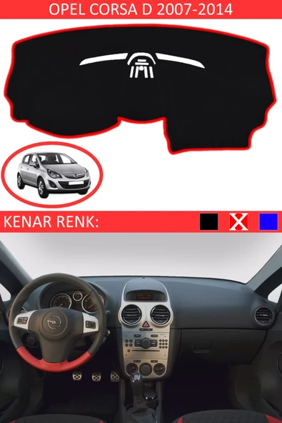 Torpido Koruma Halısı Siyah Kenar Renk Kırmızı Opel Corsa D 2007-2014 ile Uyumlu ürün görseli 1