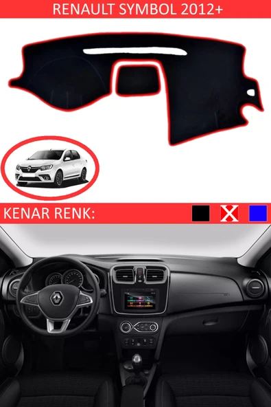 Torpido Koruma Halısı Siyah Kenar Renk Kırmızı Renault Symbol 2012+ ile Uyumlu ürün görseli 1