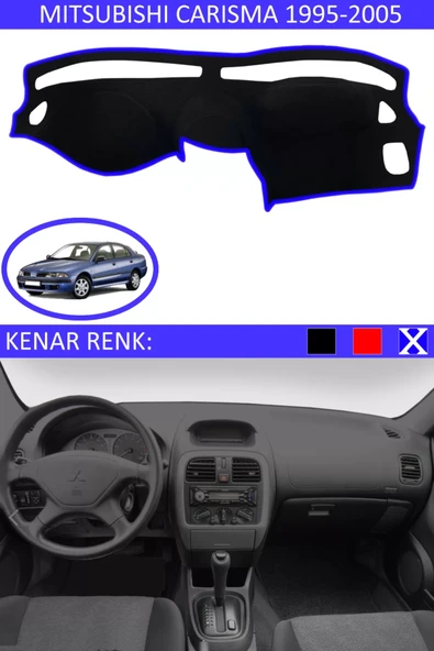Torpido Koruma Halısı Siyah Kenar Renk Mavi Mitsubishi Carisma 1995-2005 ile Uyumlu ürün görseli 1