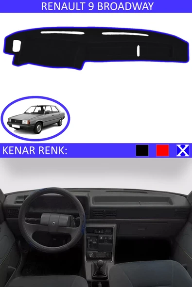 Torpido Koruma Halısı Siyah Kenar Renk Mavi Renault 9 Broadway ile Uyumlu ürün görseli 1