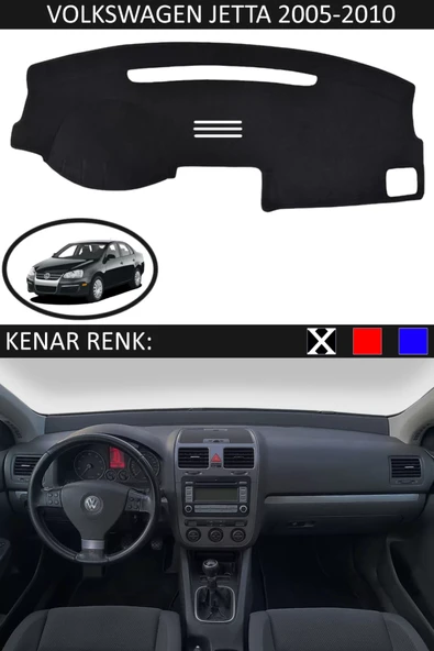 Torpido Koruma Halısı Siyah Kenar Renk Siyah Volkswagen Jetta 2005-2010 ile Uyumlu ürün görseli 1