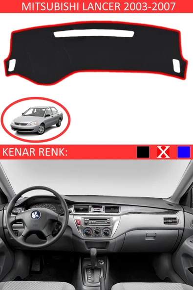 Torpido Koruma Halısı Siyah Kenar Renk Kırmızı Mitsubishi Lancer 2003-2007 ile Uyumlu ürün görseli 1