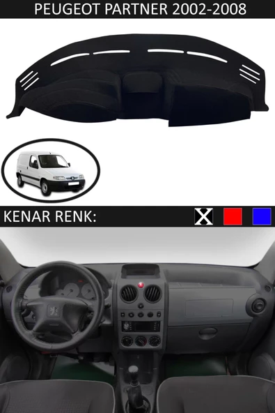 Torpido Koruma Halısı Siyah Kenar Renk Siyah Peugeot Partner 2002-2008 ile Uyumlu ürün görseli 1