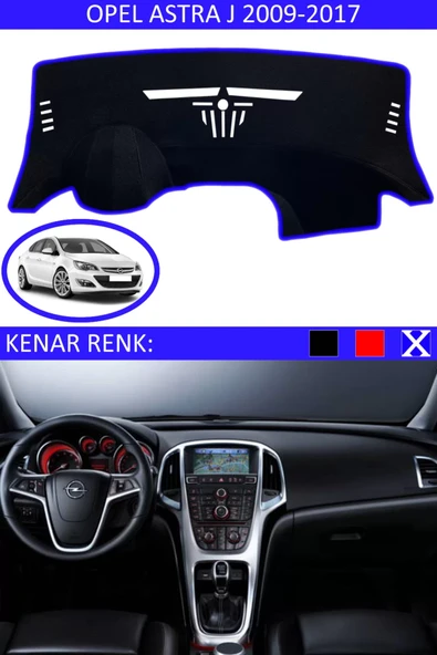 Torpido Koruma Halısı Siyah Kenar Renk Mavi Opel Astra J 2009-2017 ile Uyumlu ürün görseli 1