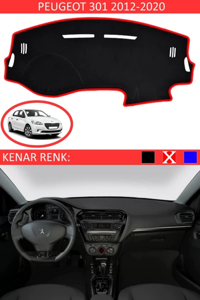 Torpido Koruma Halısı Siyah Kenar Renk Kırmızı Peugeot 301 2012-2020 ile Uyumlu ürün görseli 1