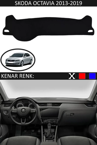 Torpido Koruma Halısı Siyah Kenar Renk Siyah Skoda Octavia 2013-2019 ile Uyumlu ürün görseli 1