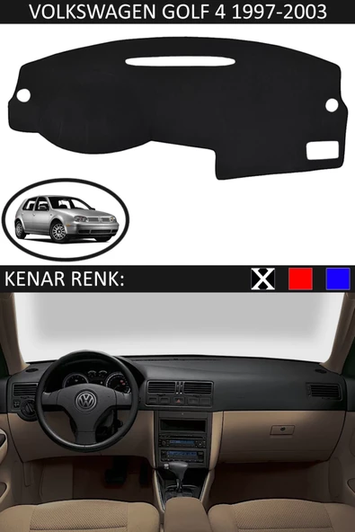 Torpido Koruma Halısı Siyah Kenar Renk Siyah Volkswagen Golf 4 1997-2003 ile Uyumlu ürün görseli 1