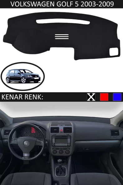 Torpido Koruma Halısı Siyah Kenar Renk Siyah Volkswagen Golf 5 2003-2009 ile Uyumlu ürün görseli 1